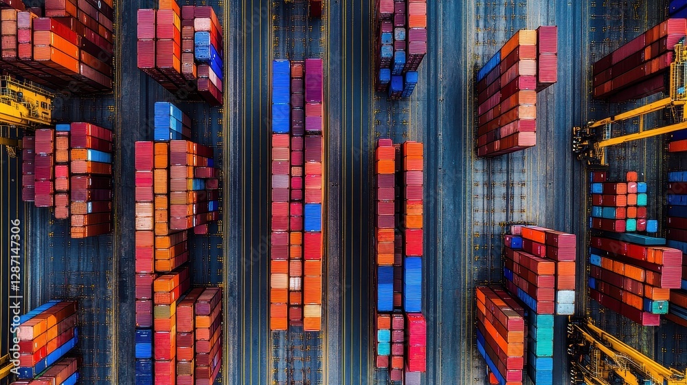 Fototapeta premium Containers in shipping yard, shipping port.