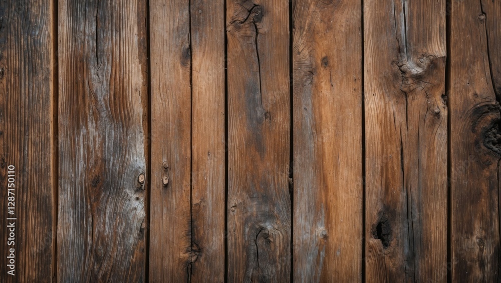 Fototapeta premium Rustic weathered brown wooden planks background with natural textures for design or photography projects