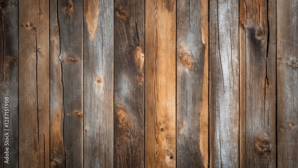 Naklejka premium Textured wooden background showcasing a blend of dark and light shades ideal for modern and vintage design applications.