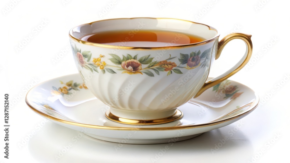 Teacup and Saucer on White Background Teacup and Saucer on White Background