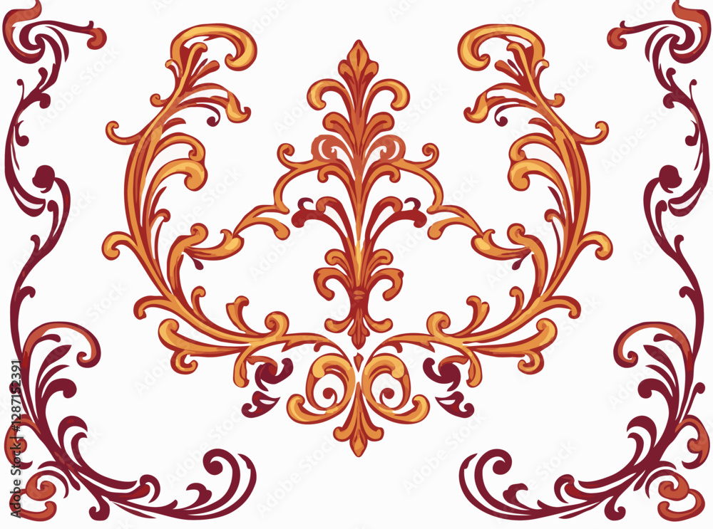 Elegant Baroque Ornamental Flourishes Vector Illustration Elegant Baroque Ornamental Flourishes Vector Illustration