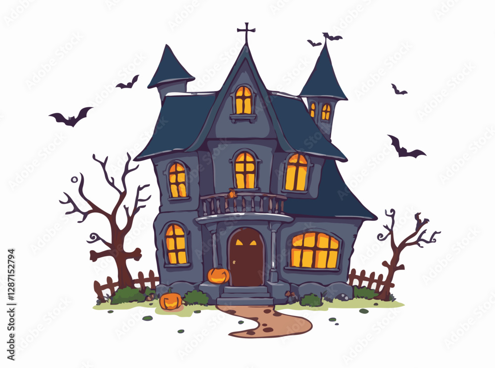 Spooky Haunted House Vector Illustration for Halloween Spooky Haunted House Vector Illustration for Halloween