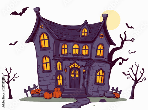 Wallpaper Mural Spooky Haunted House Vector Illustration for Halloween Torontodigital.ca