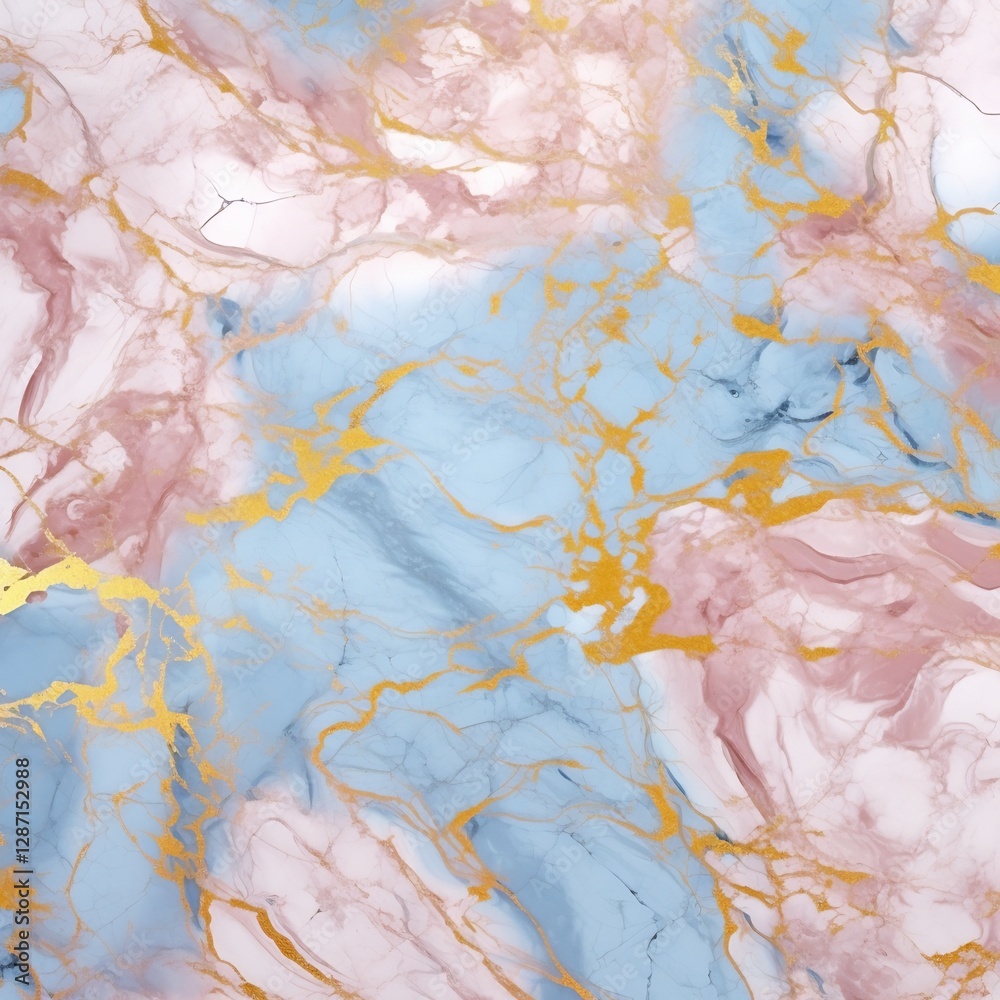 Fototapeta premium Abstract Fluid Painting: Pink, Blue, and Gold