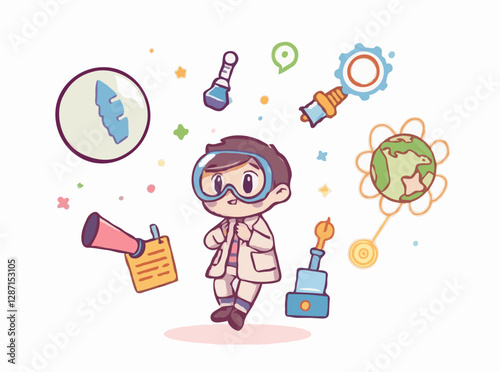 Digital Innovation and Science Exploration Vector Illustration