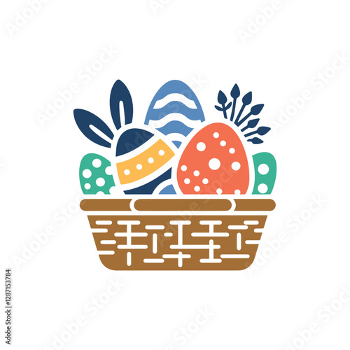 basket with easter eggs icon isolated on transparent background