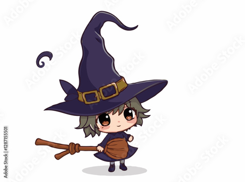 Sinister Witch Hat and Broomstick Vector Elements