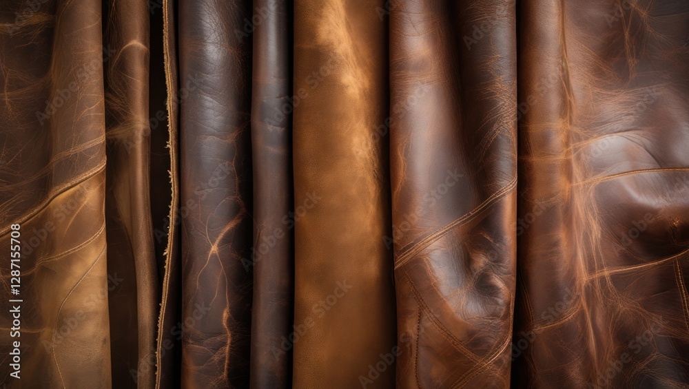 Obraz premium Rustic brown leather textures for backgrounds showcasing natural tones and patterns ideal for vintage or artisanal design projects.