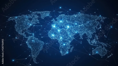 Global social media network, Digital world map with users worldwide connections.