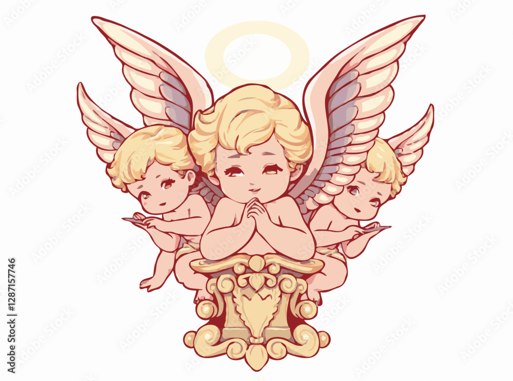 Fototapeta premium Baroque Angelic Cherubs and Putti Vector Illustration