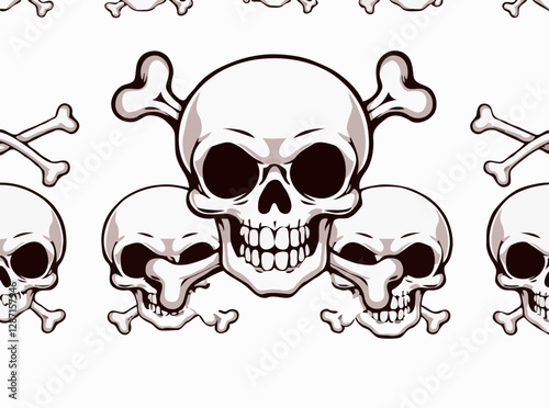 Terrifying Skull and Crossbones Vector Pattern