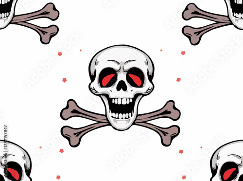 Terrifying Skull and Crossbones Vector Pattern