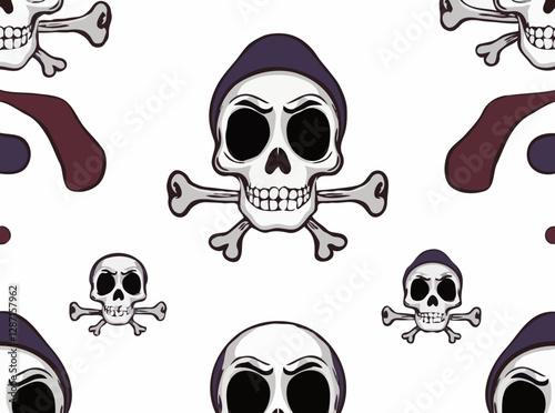 Terrifying Skull and Crossbones Vector Pattern
