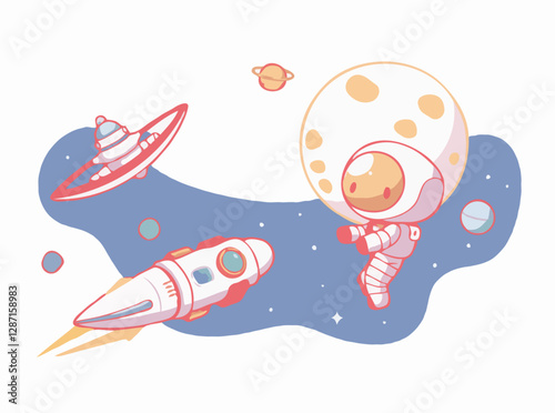 Space Exploration and Futuristic Technology Vector Graphic