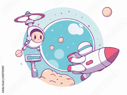Space Exploration and Futuristic Technology Vector Graphic