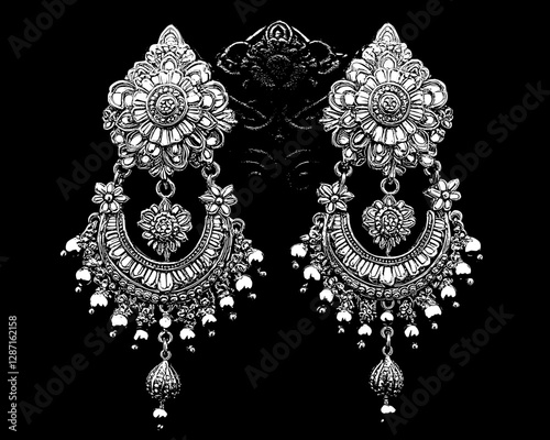 Elegant Floral Silver Earrings with Pearls