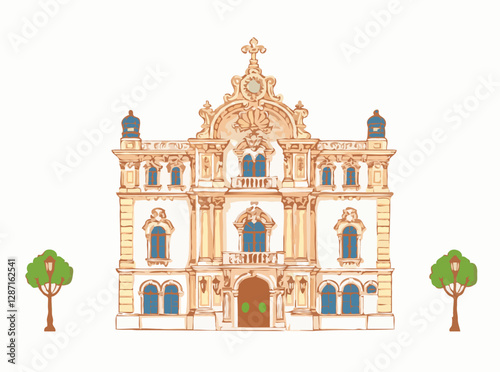 Vintage Baroque Architecture featuring Rococo Details