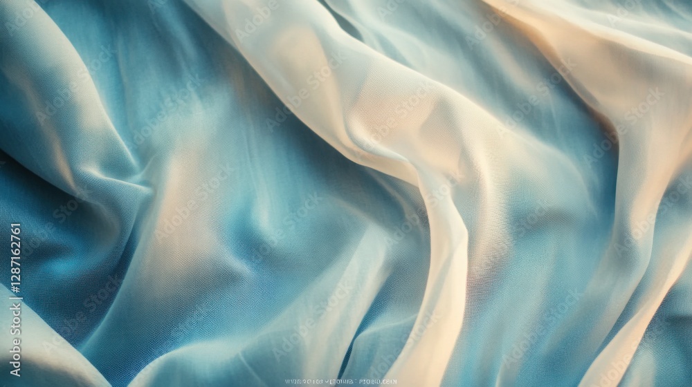 Obraz premium Flowing blue fabric textiles studio textile photography indoor close-up elegance