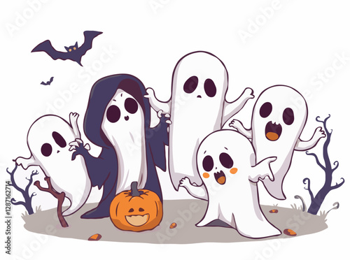 Eerie Ghosts and Ghouls Vector Artwork