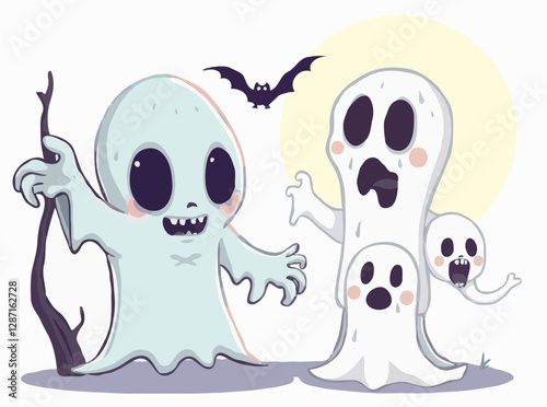 Eerie Ghosts and Ghouls Vector Artwork