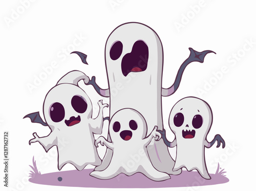 Eerie Ghosts and Ghouls Vector Artwork