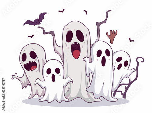 Eerie Ghosts and Ghouls Vector Artwork