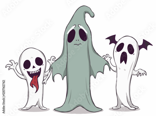 Eerie Ghosts and Ghouls Vector Artwork