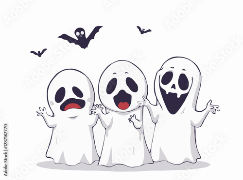 Eerie Ghosts and Ghouls Vector Artwork