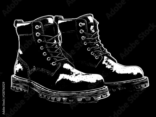 Stylish Black Leather Boots Illustration
