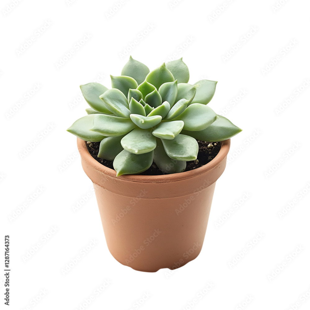 A Small Potted Succulent Plant with Small Rosette Sh Isolated on Transparent Background