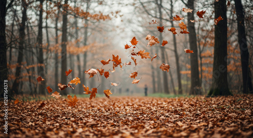 Withered leaves falling from trees representing economic shedding and loss
