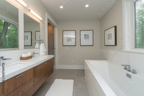 Wallpaper Mural Modern bathroom design with natural light and elegant fixtures in a serene setting Torontodigital.ca