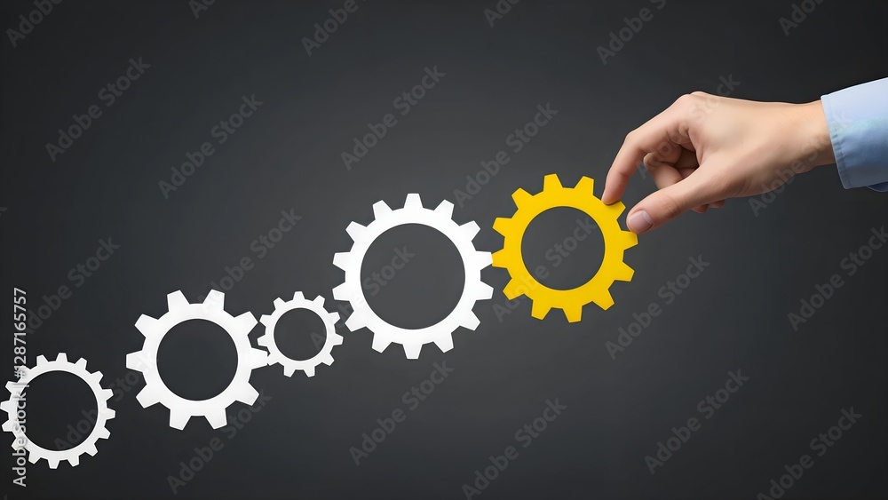 Businessman hand with gears Businessman hand with gears