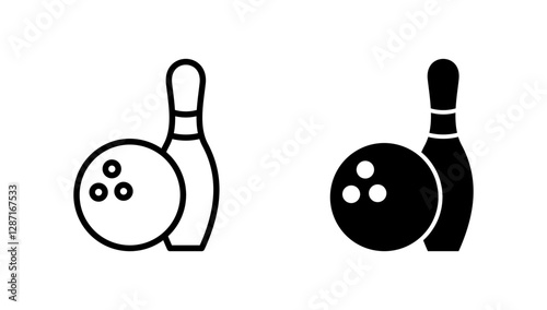 Bowling icon vector. bowling ball and pin sign and symbol.