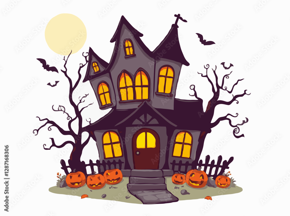 Fototapeta premium Haunted House Scary Halloween Background