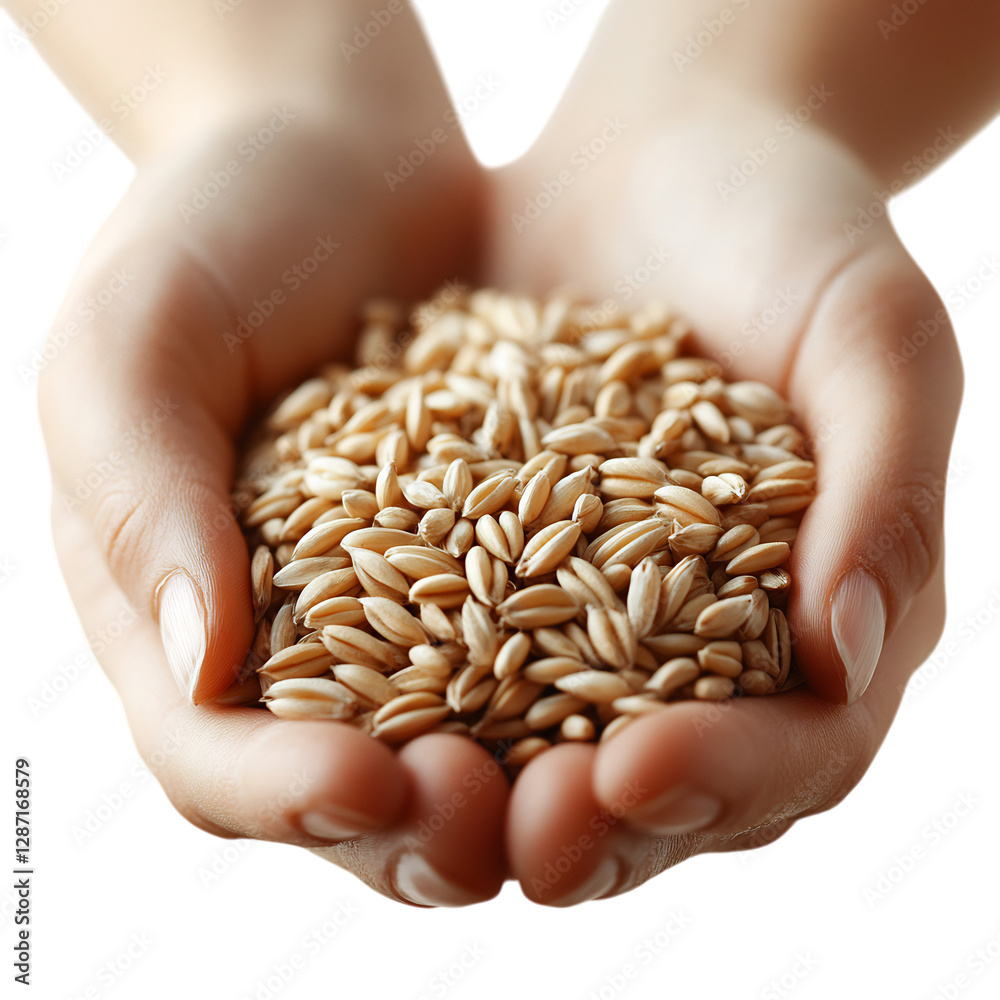 A Handful of Raw Unprocessed Barley Grains Isolated on Transparent Background A Handful of Raw Unprocessed Barley Grains Isolated on Transparent Background