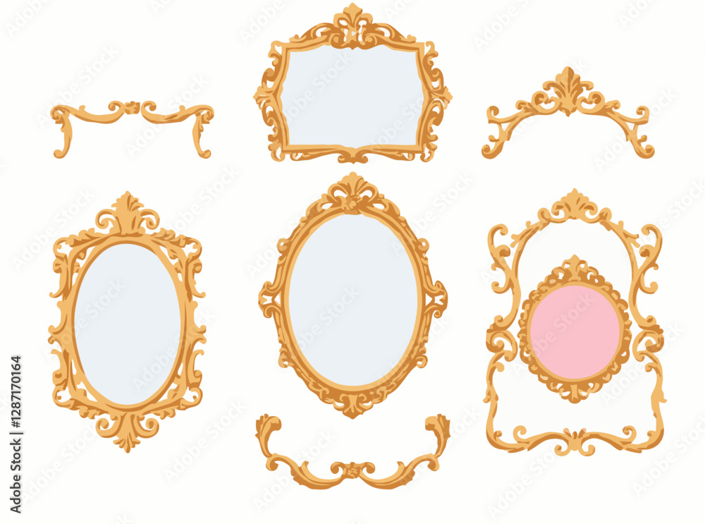 Obraz premium Regal Rococo Frames and Borders Vector Pack