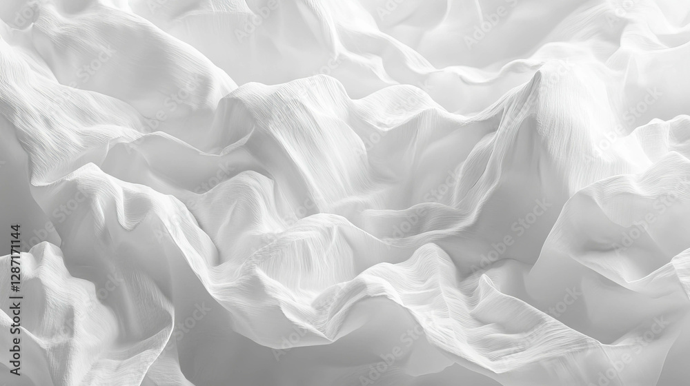 Fototapeta premium Elegant white crinkled paper texture for creative background design