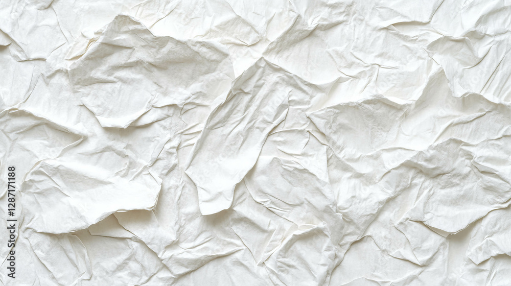 Fototapeta premium White crumpled paper texture for artistic and design projects
