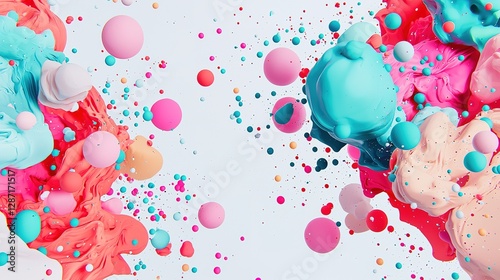Floating colorful spheres in abstract vr gaming environment conceptual art digital art immersive experience