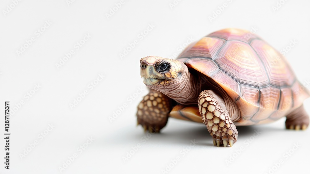 Fototapeta premium Red-footed tortoise on white background, studio shot