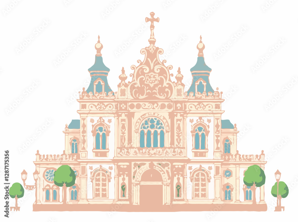 Obraz premium Intricate Baroque Architecture Vector Art
