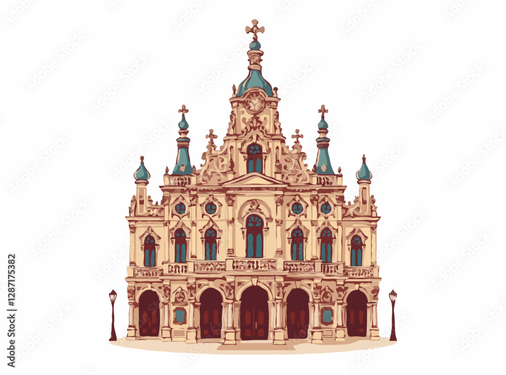 Obraz premium Intricate Baroque Architecture Vector Art