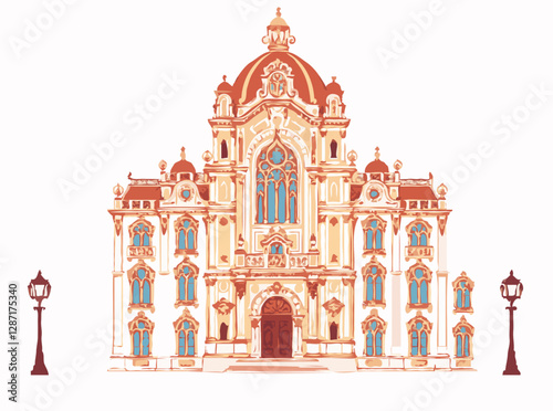 Intricate Baroque Architecture Vector Art