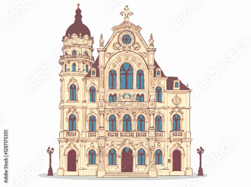 Intricate Baroque Architecture Vector Art