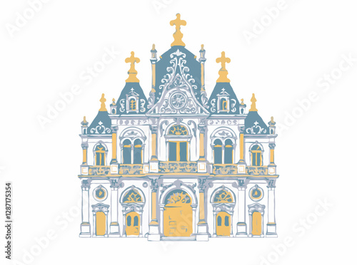 Intricate Baroque Architecture Vector Art