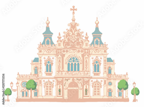 Intricate Baroque Architecture Vector Art