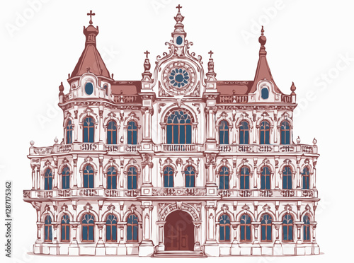 Intricate Baroque Architecture Vector Art