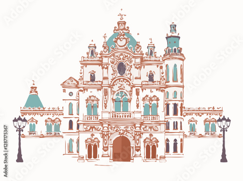 Intricate Baroque Architecture Vector Art