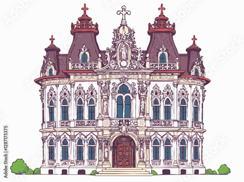 Intricate Baroque Architecture Vector Art